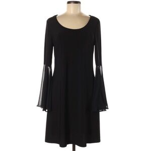 Roz & Ali M black BOHO flare sleeve A-line dress